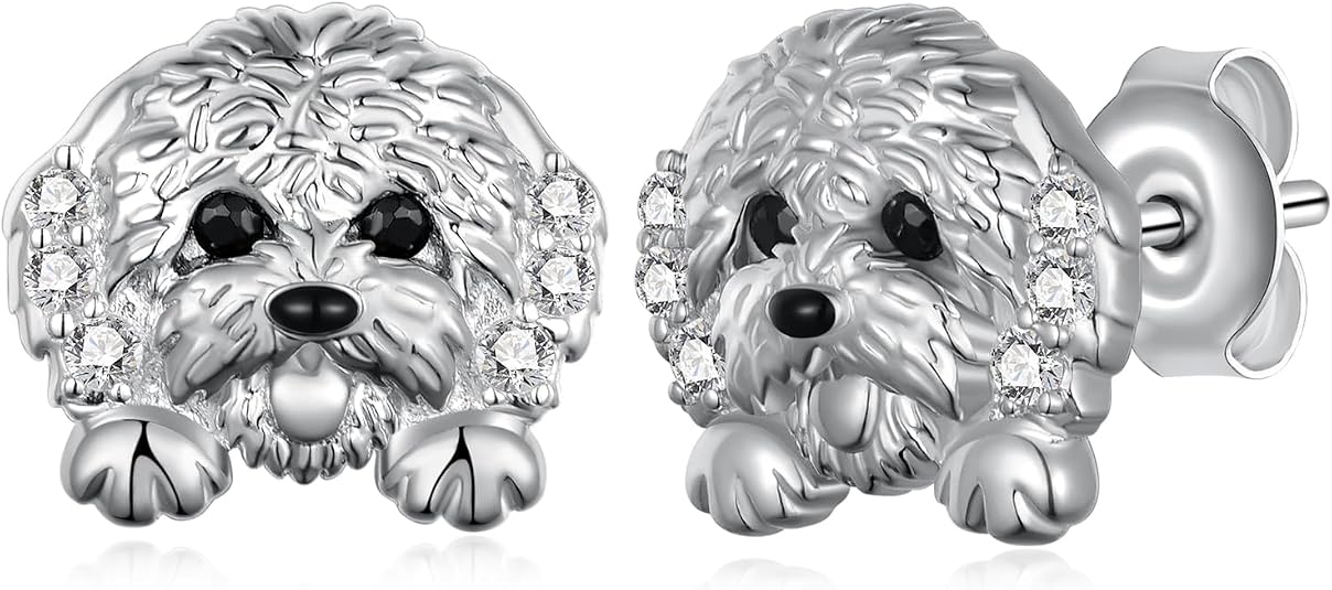 Bichon Frise Sterling Silver Dog Stud Earrings