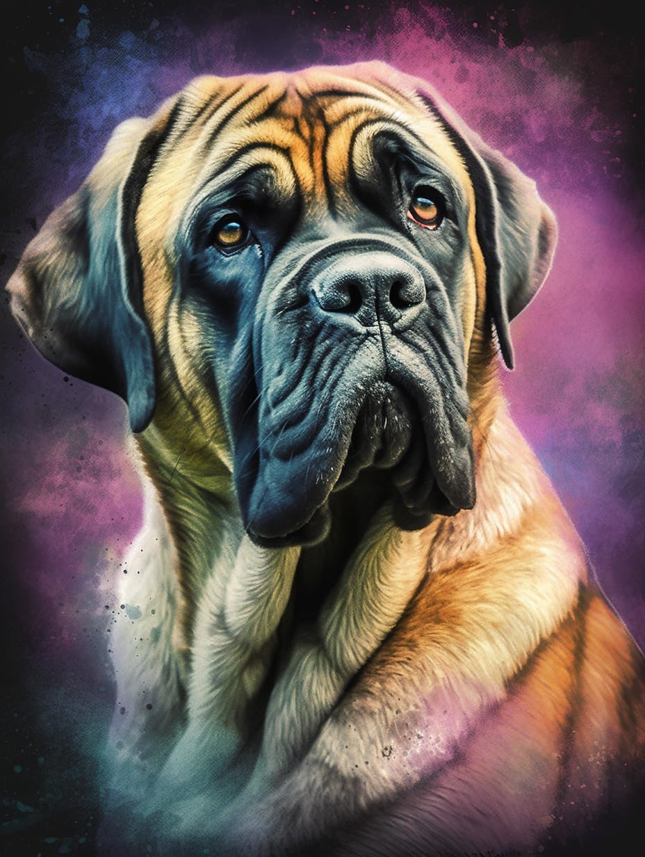 Colorful English Mastiff Dog Diamond Art