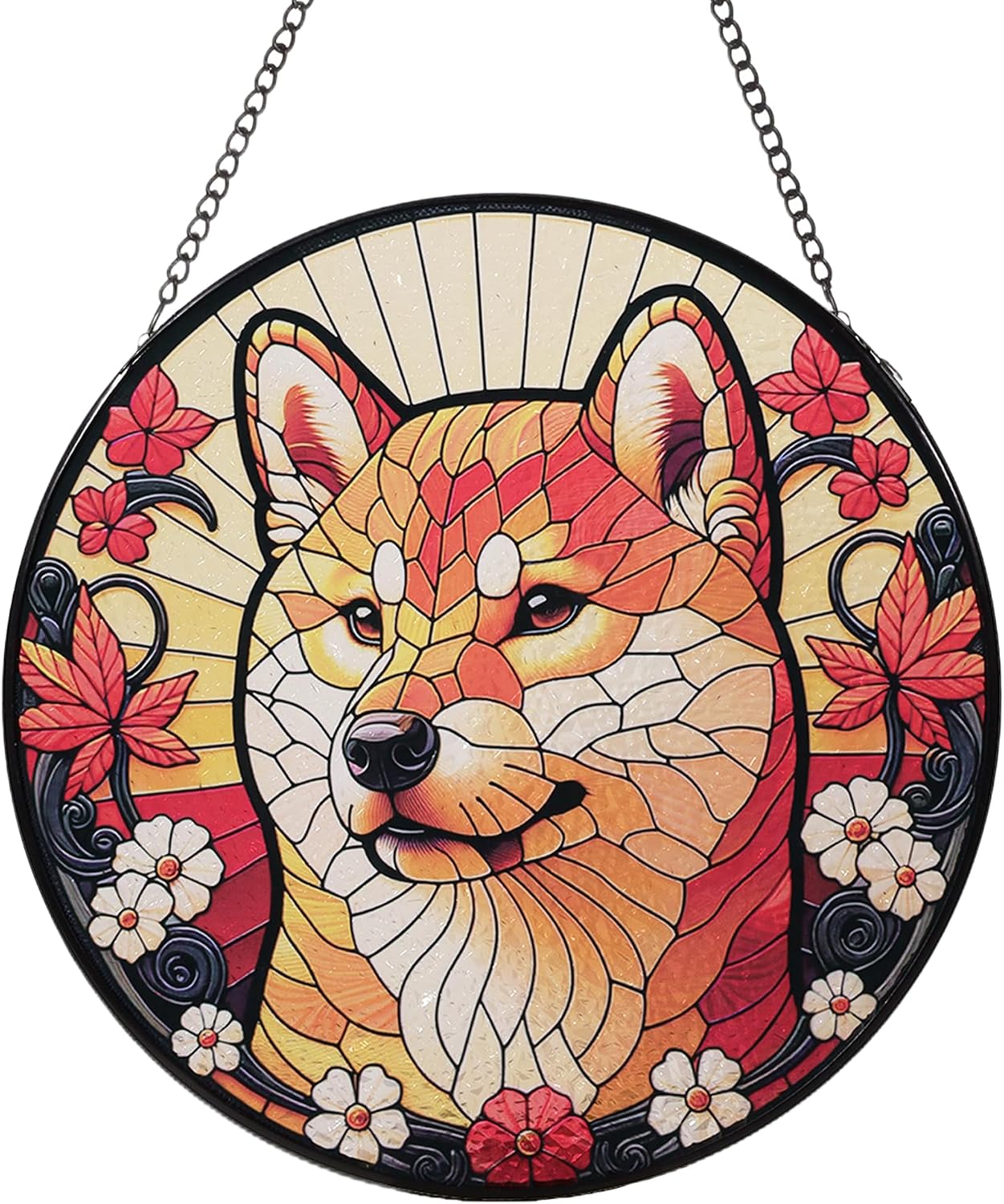 Shiba Inu Dog Stained Glass Suncatcher