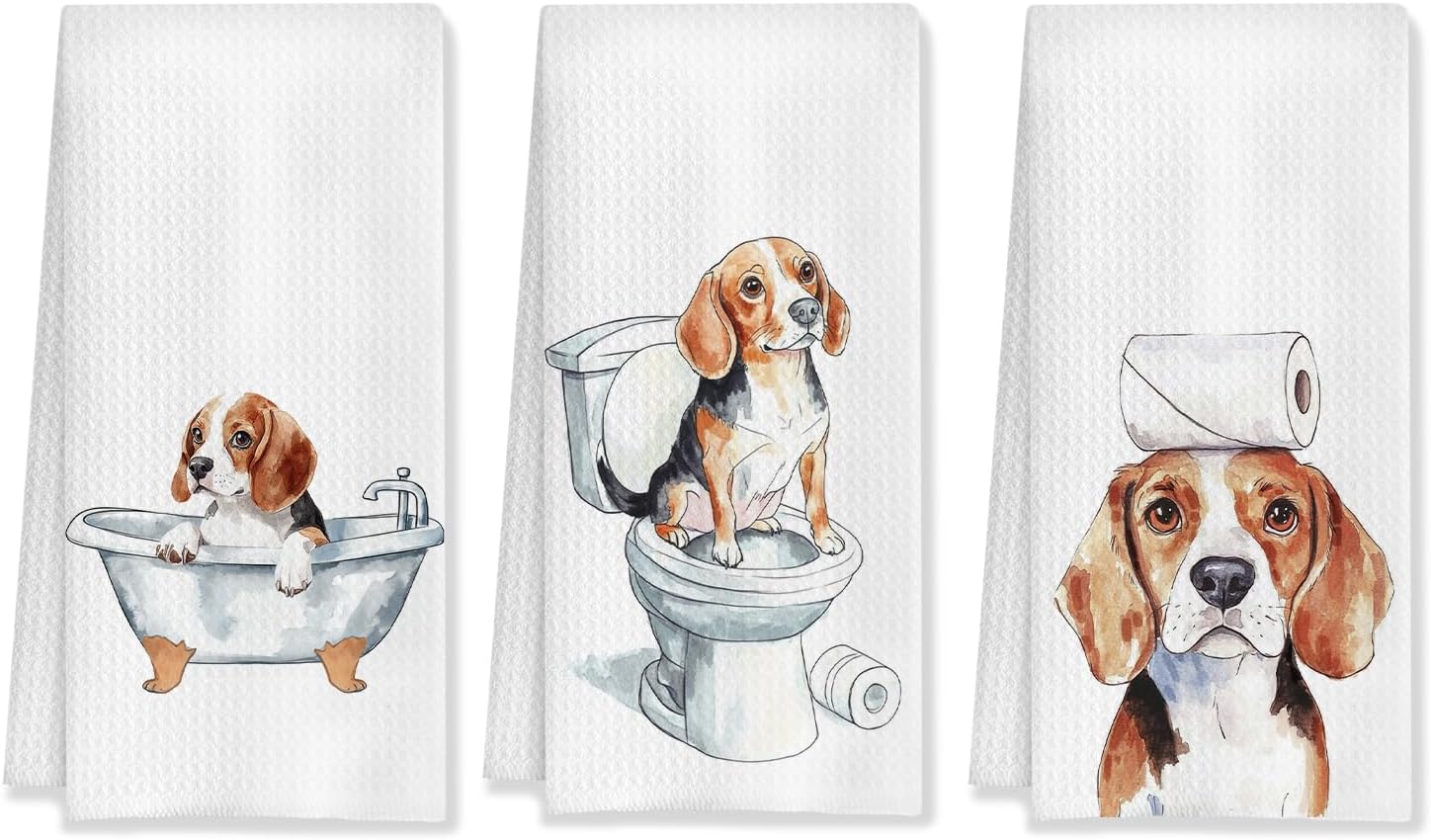 Beagle Bathroom Hand Towels Set of 3