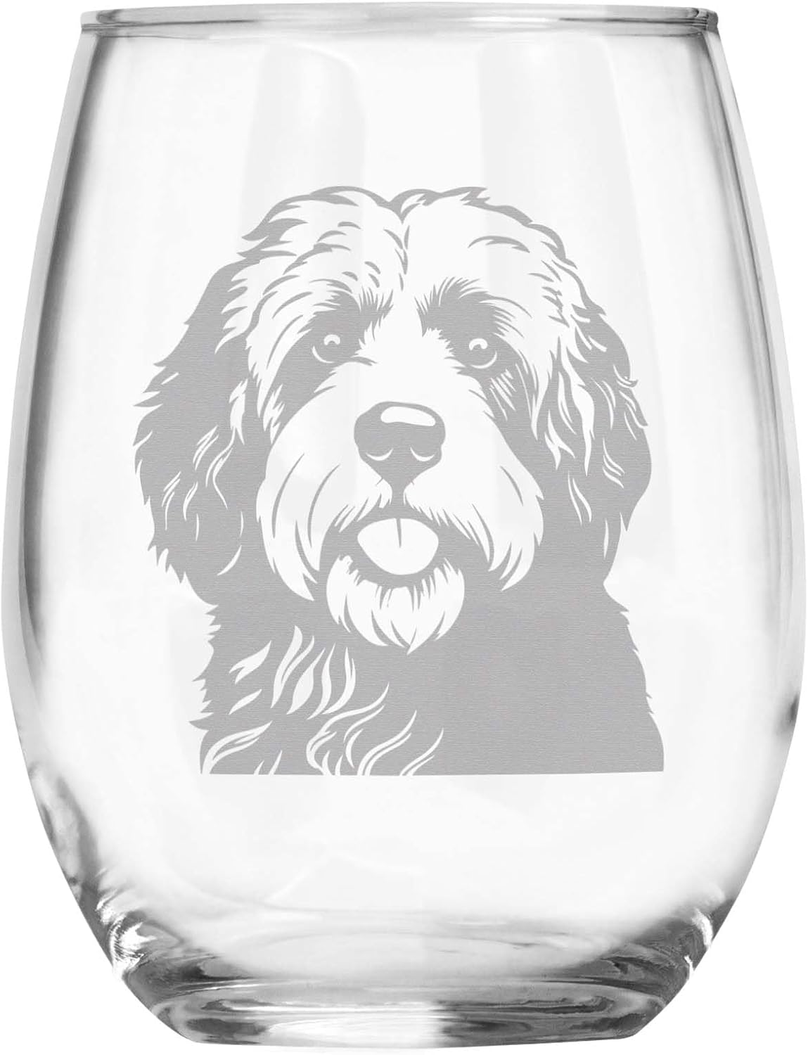 Portuguese Water Dog Stemless Wine Glass