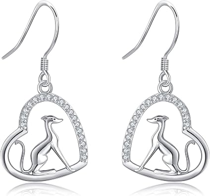 Sterling Silver Greyhound Dog Earrings
