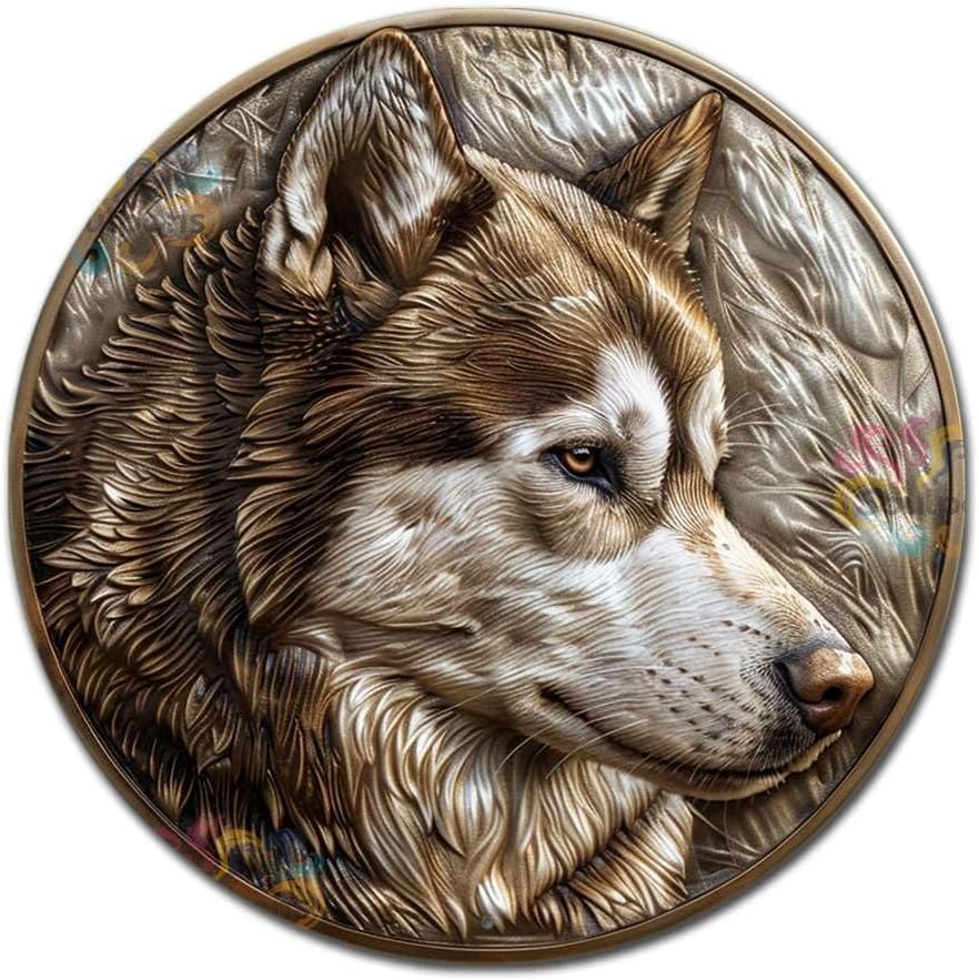 Alaskan Malamute Portrait Round Tin Sign