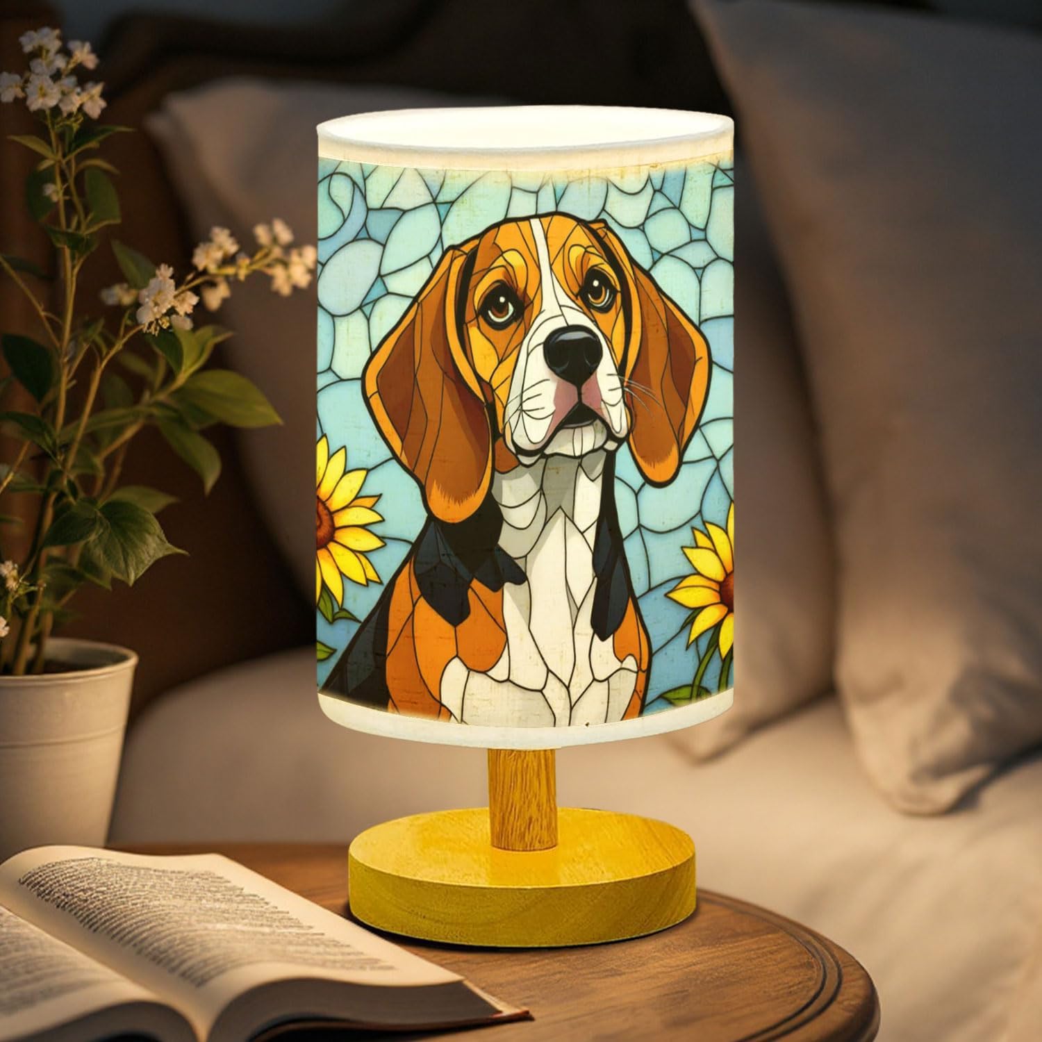 Beagle Table Lamp LED 3-Color Pressed Bedside, Dog Shade Lamp