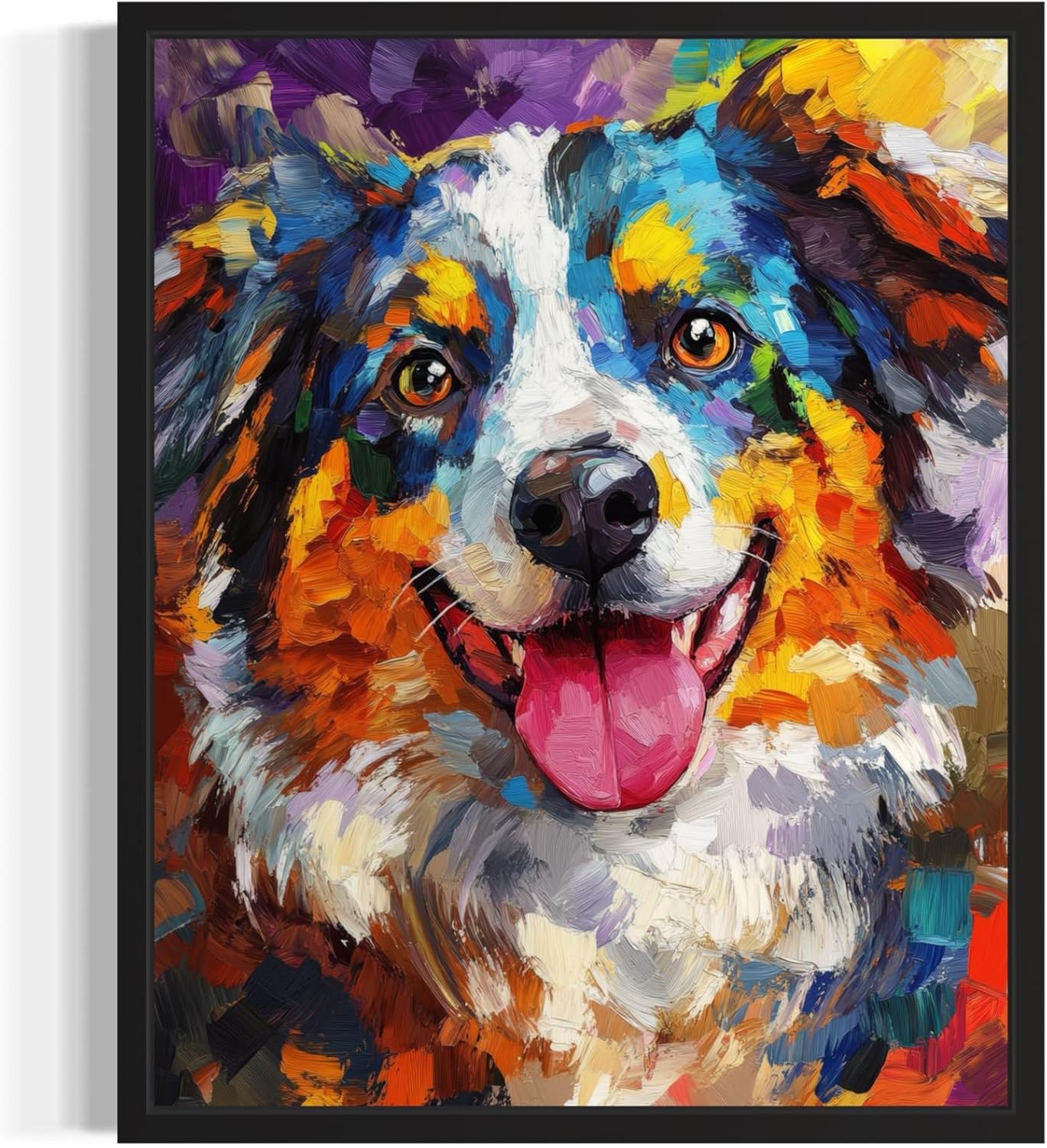 Australian Shepherd Colorful Abstract Unframed Wall Art Print