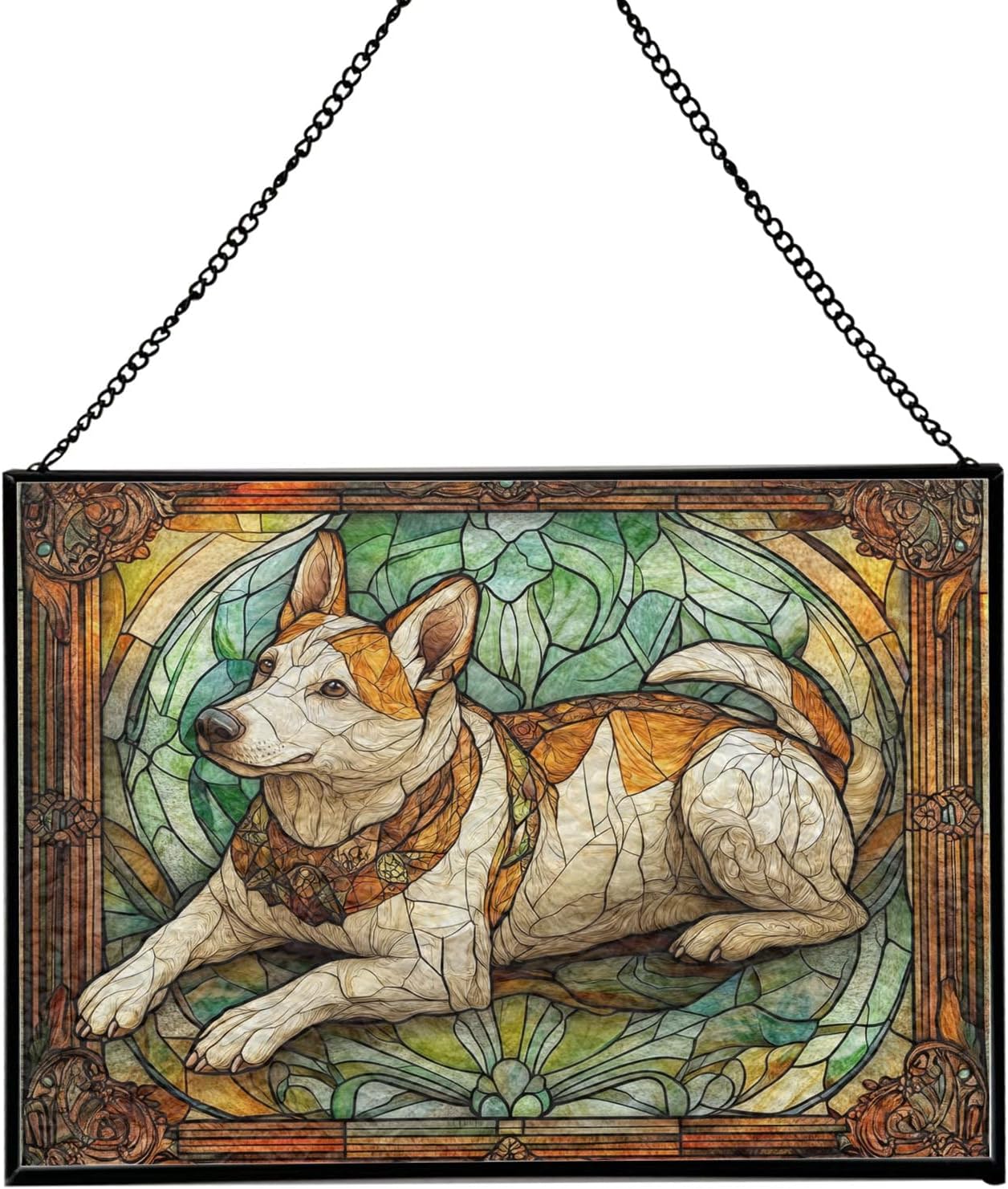 Canaan Dog Stained Glass Suncatcher
