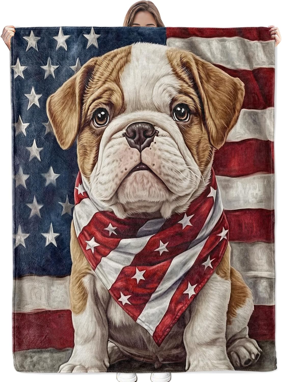 Bulldog Puppy Blanket Soft Cozy Flannel Throw