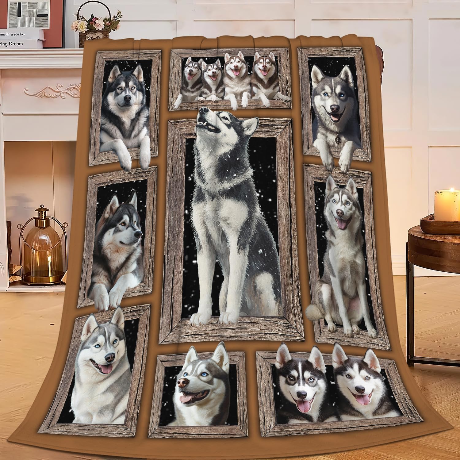 Siberian Husky Dog Flannel Throw Blanket