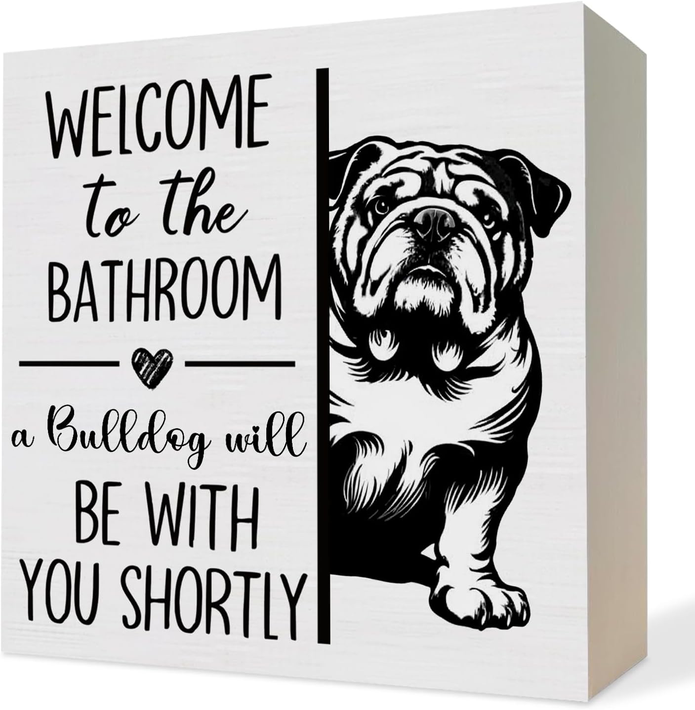 English Bulldog Bathroom Wooden Box Sign