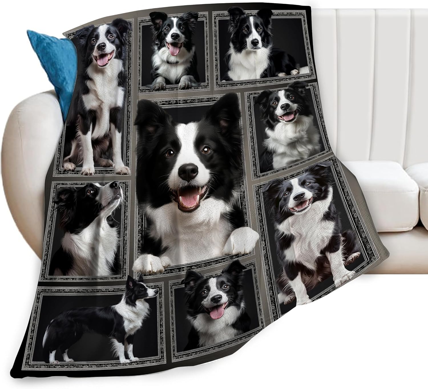 Border Collie Throw Blanket