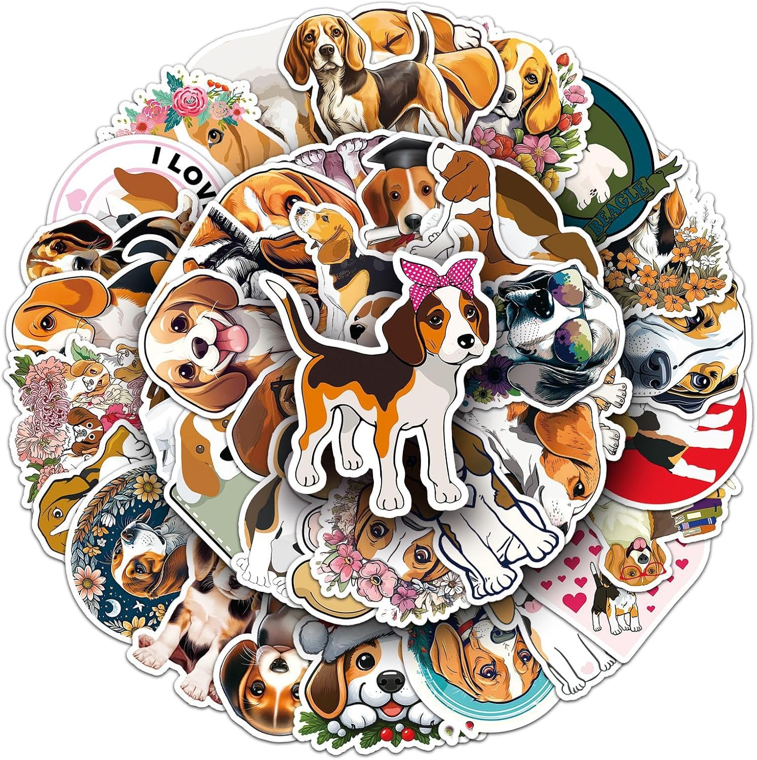 50 Pcs Beagle Dogs Stickers Set