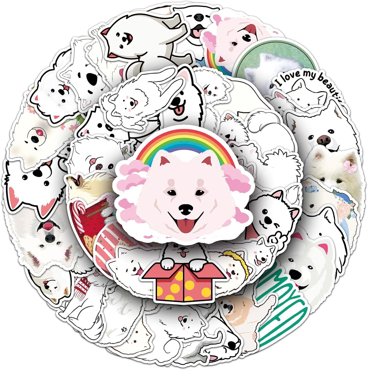 50 pcs Samoyed Dog Stickers