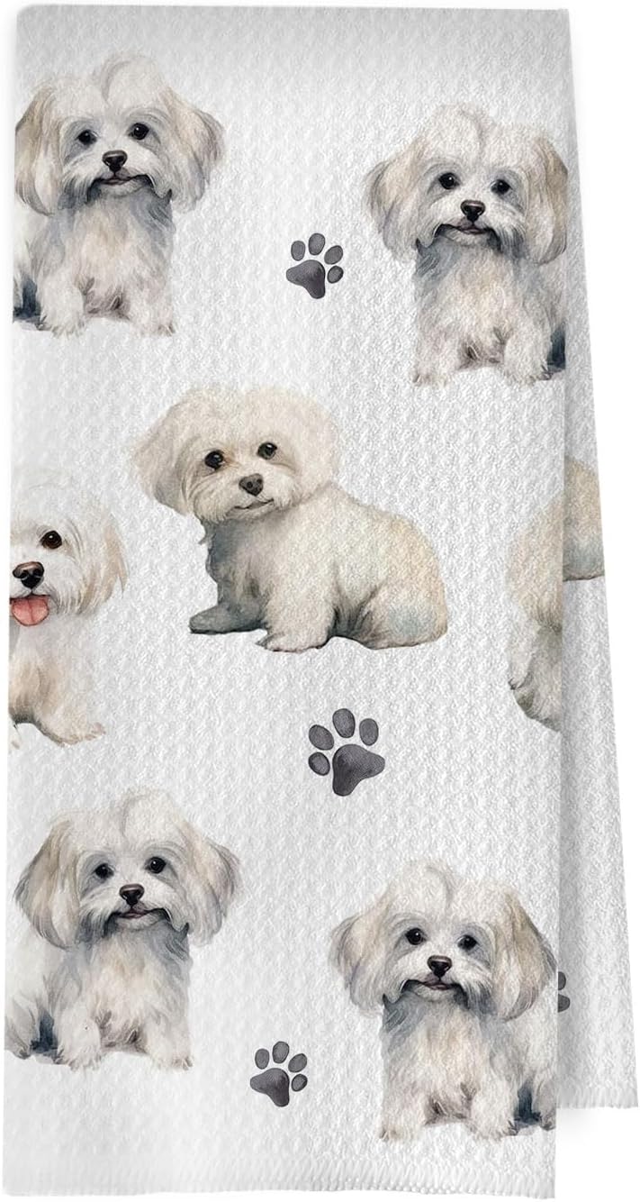 Maltese Dog Dish Towel