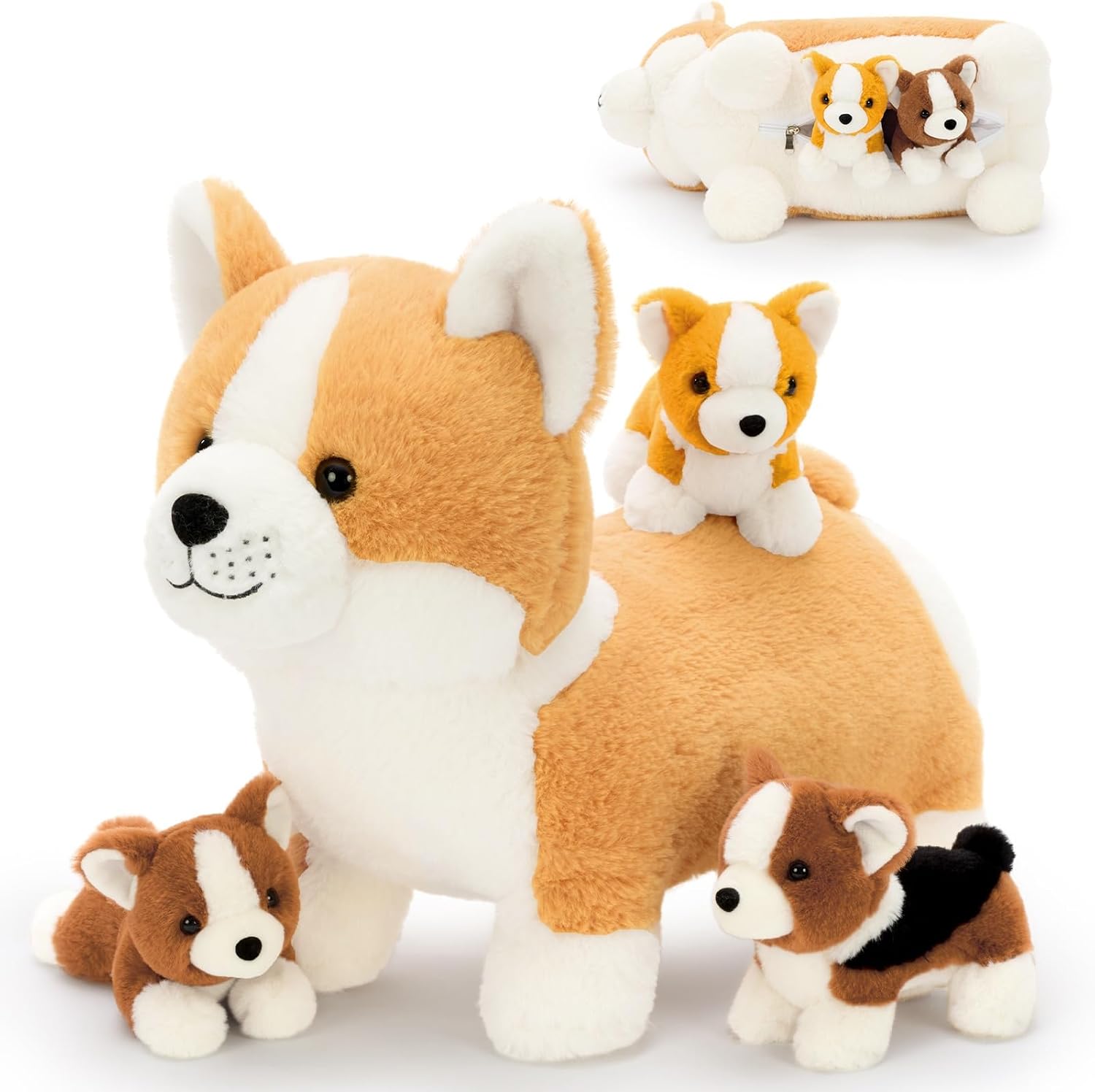 Pregnant Corgi Stuffed Plushie with Pups