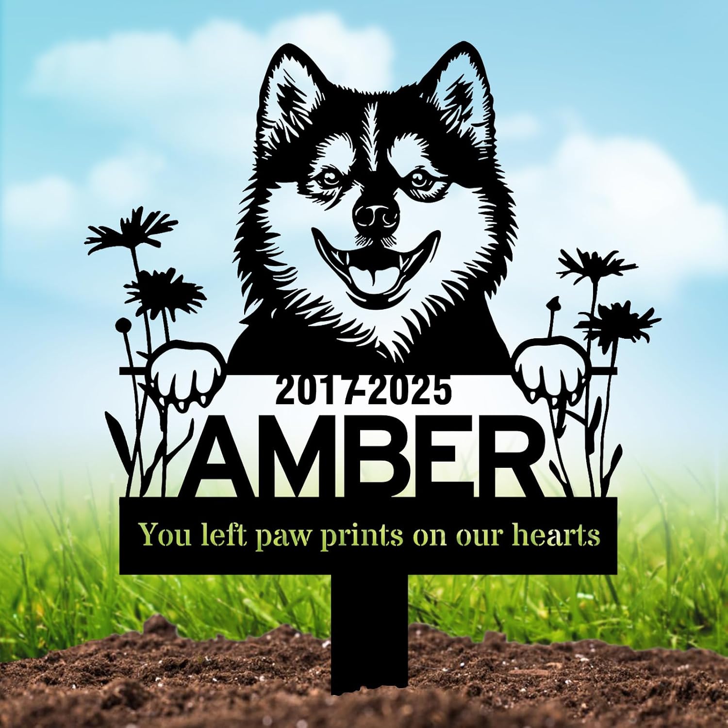 Personalized Akita Dog Grave Marker