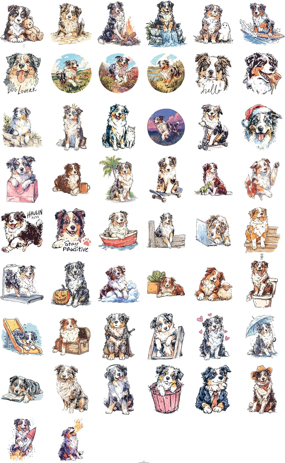 100 PCS Australian Shepherd Stickers Pack