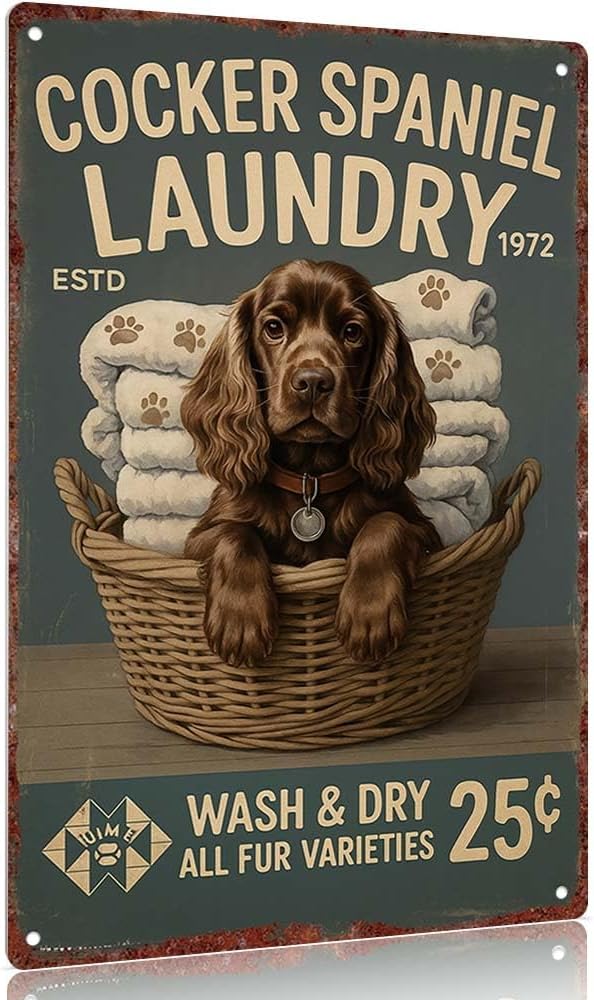 Cocker Spaniel Dog Laundry Sign