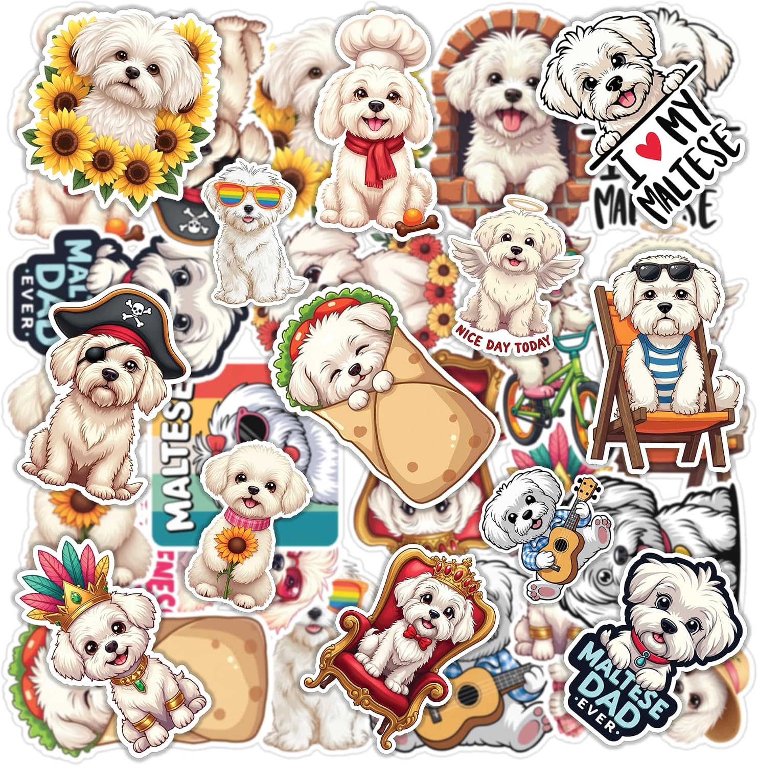 20 pcs. Maltese Dog Stickers