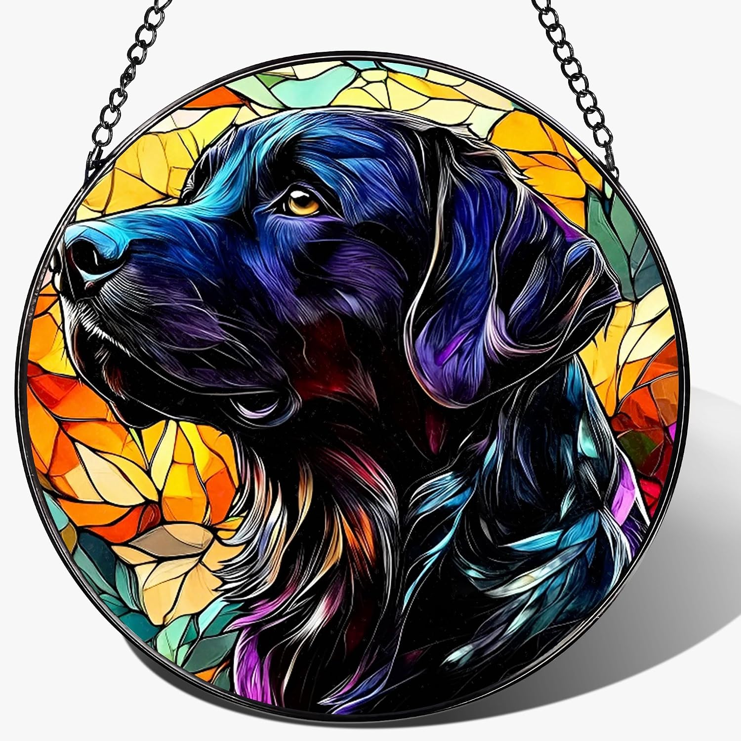 Black Labrador Stained Glass Suncatcher