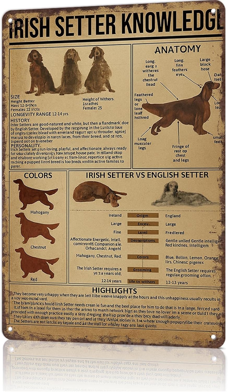 Irish Setter Dog Metal Sign