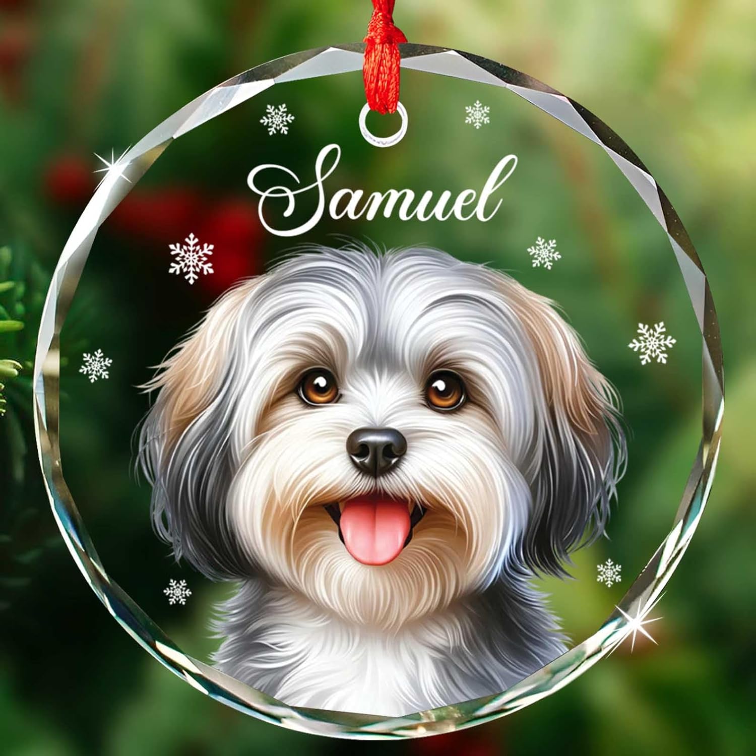 Havanese Dog Glass Ornament