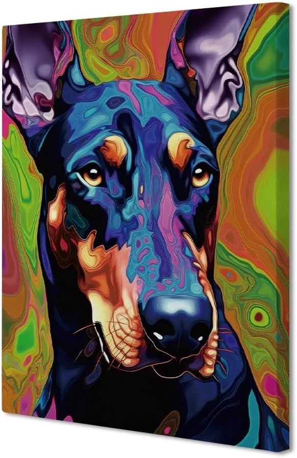 Psychedelic Doberman Dog Wall Art