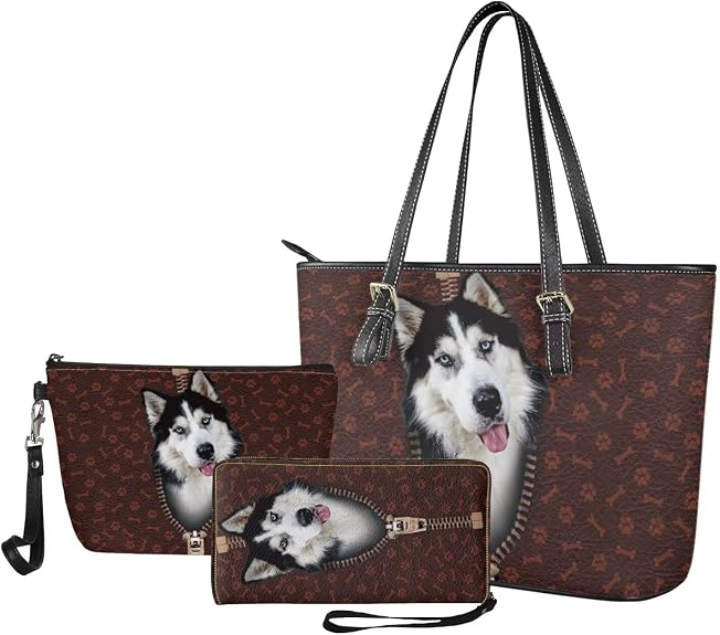 Siberian Husky Dog Set of 3 Bags