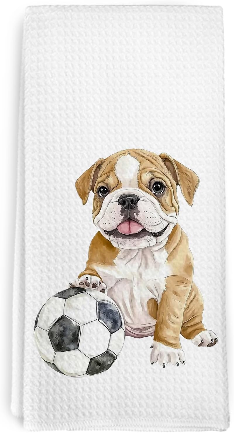 English Bulldog Soccer Gifts Kitchen Towels