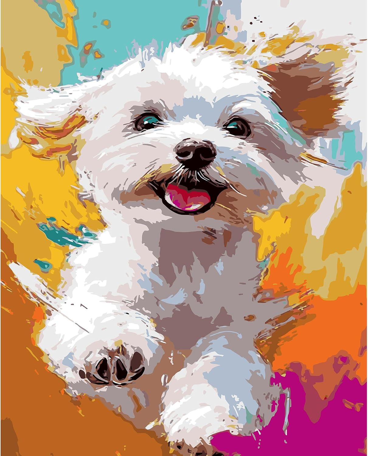Colorful Bichon Frise Dog Paint by Numbers for Adults