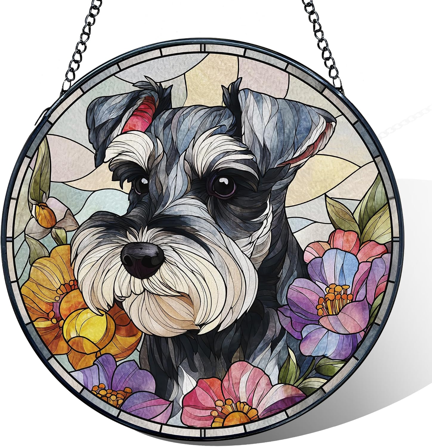 Schnauzer Dog Stained Glass Suncatcher
