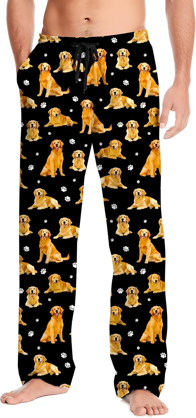 Golden Retriever Dog Mens Pajama Pants