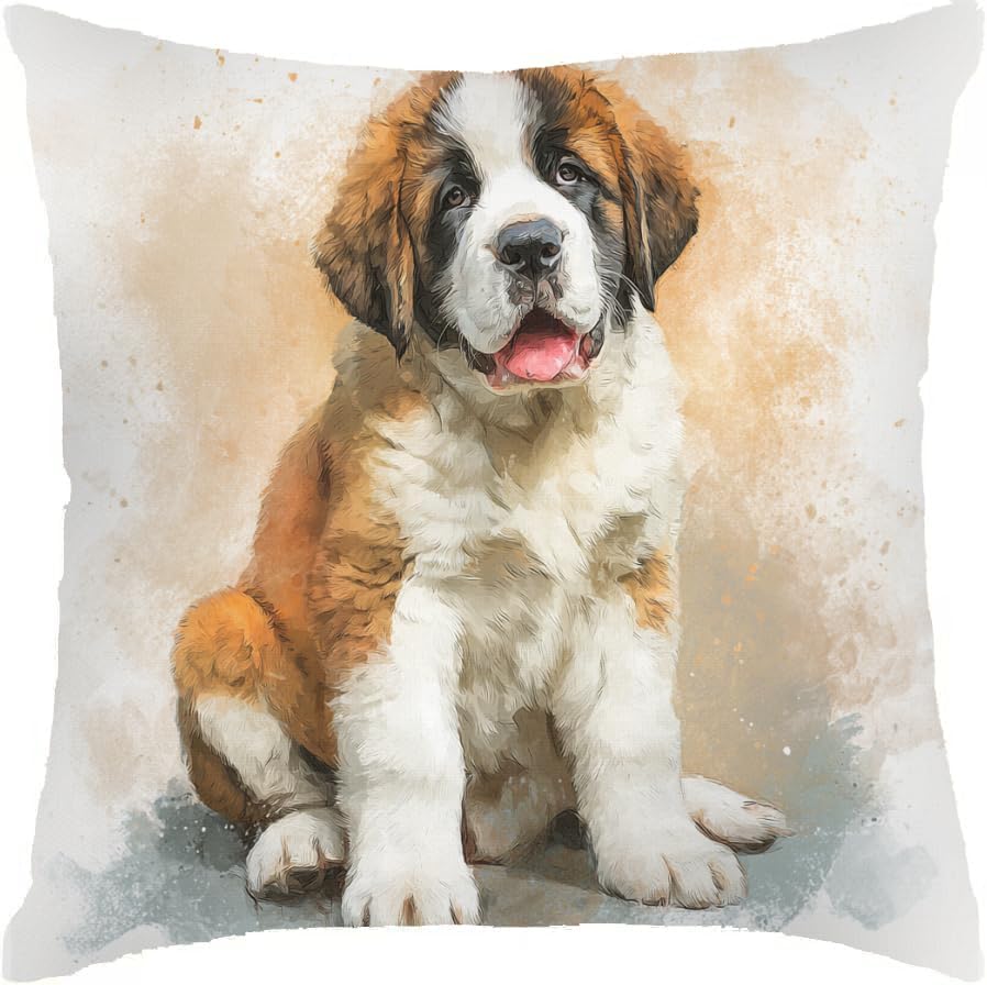 Saint Bernard Dog Throw Pillow