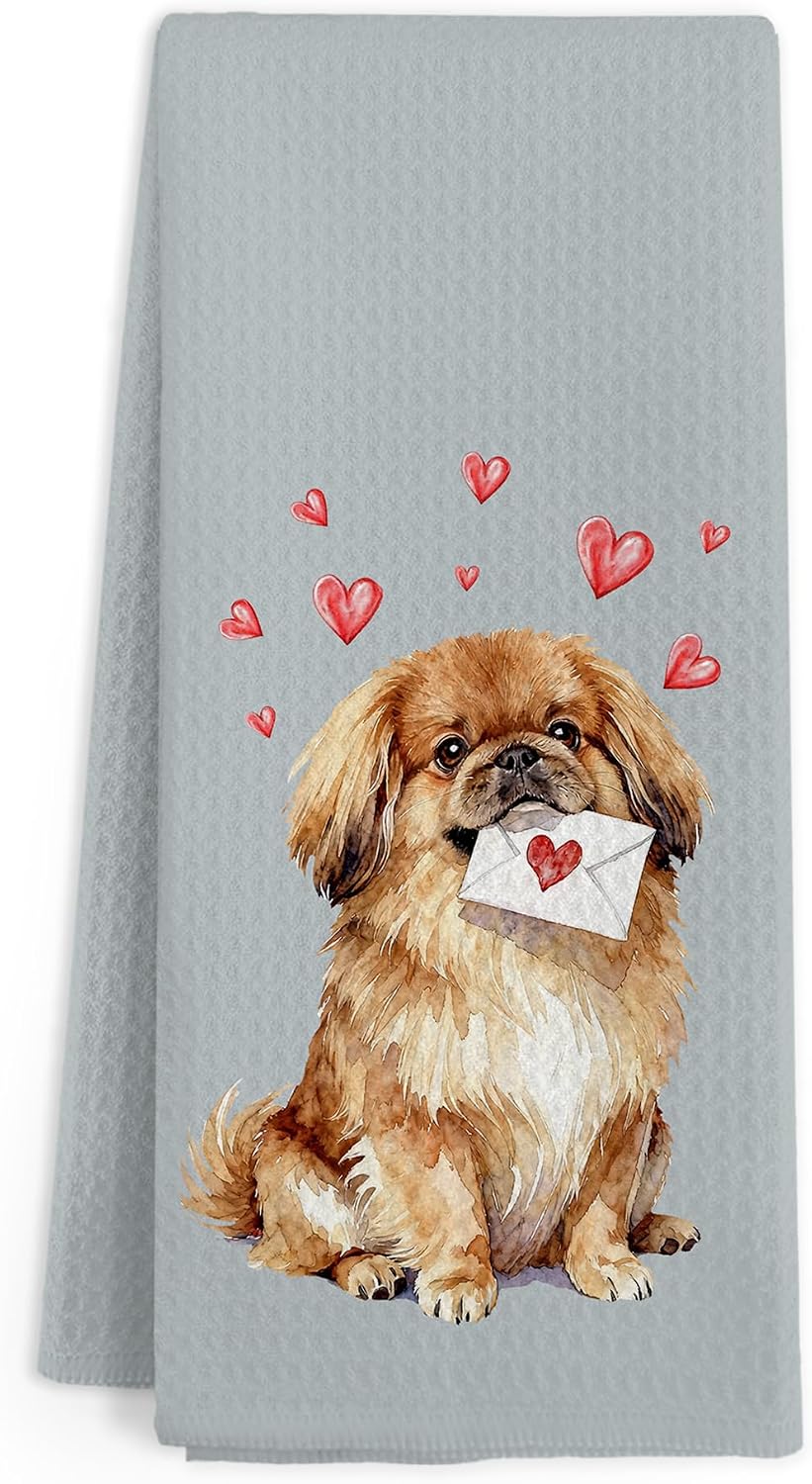 Pekingese Heart Dish Towel