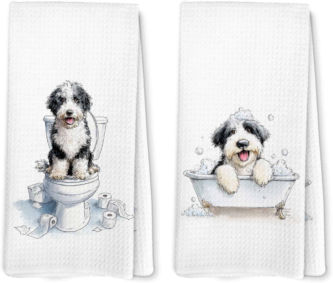 Old English Sheepdog Kitchen Dish Towels