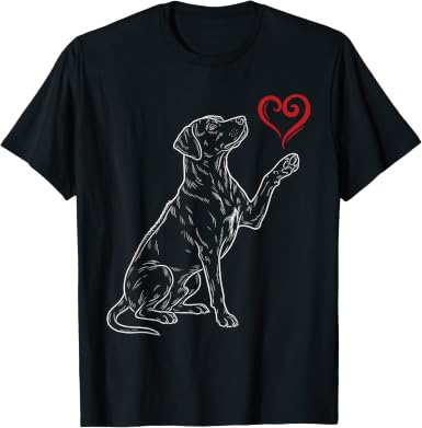 Rhodesian Ridgeback Line Art Heart T-Shirt
