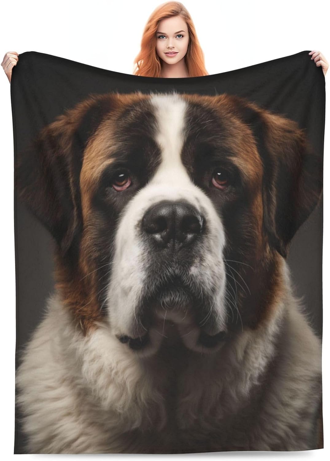 Saint Bernard Dog Flannel Throw Blanket