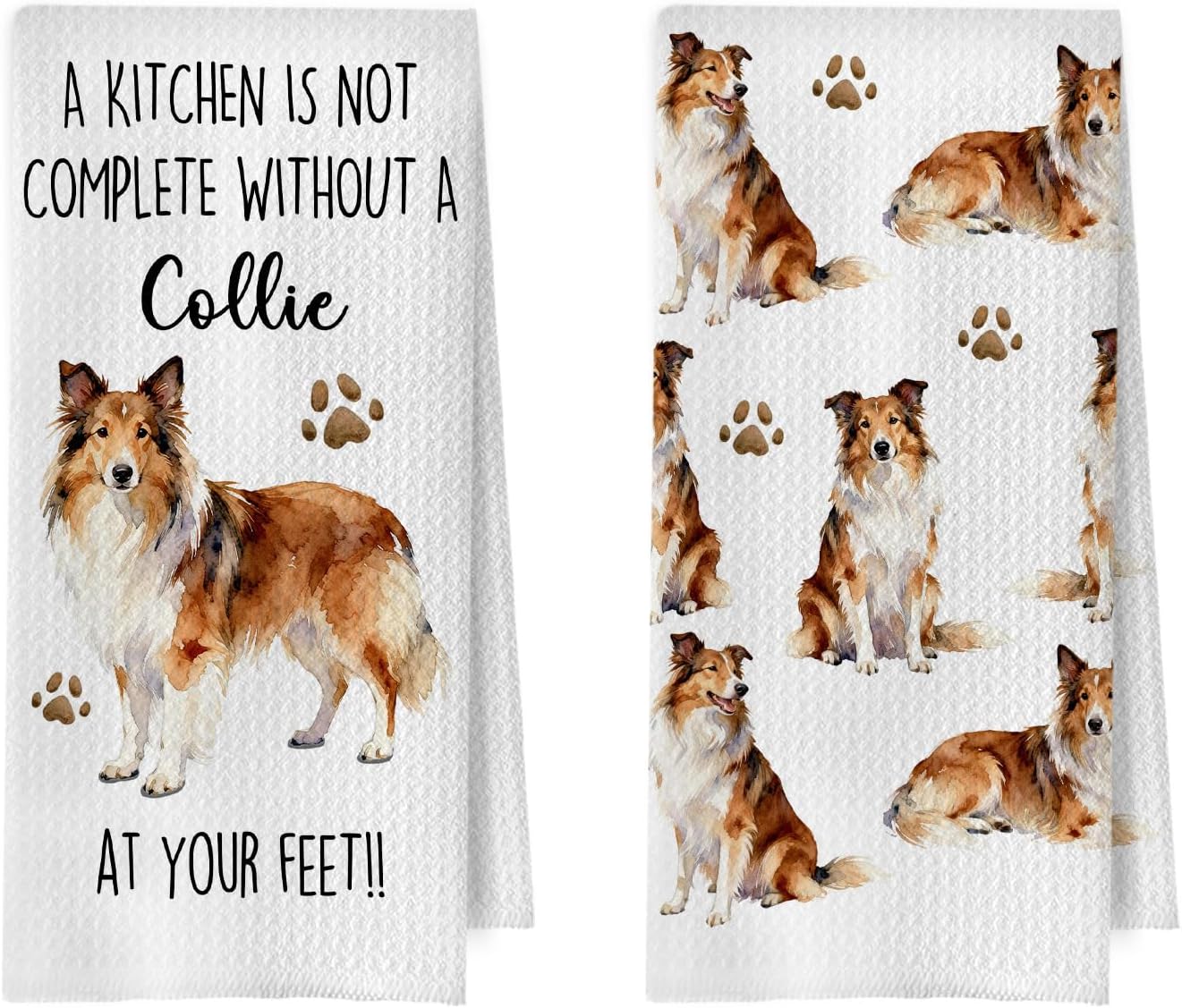 Rough Collie Dog Kitchen Dish Towel