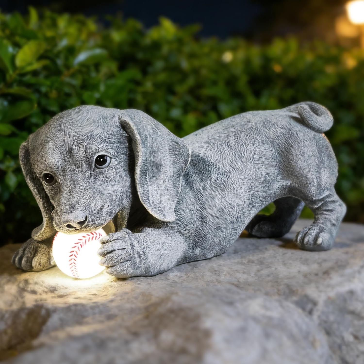 Dashchund Dog Solar Statue