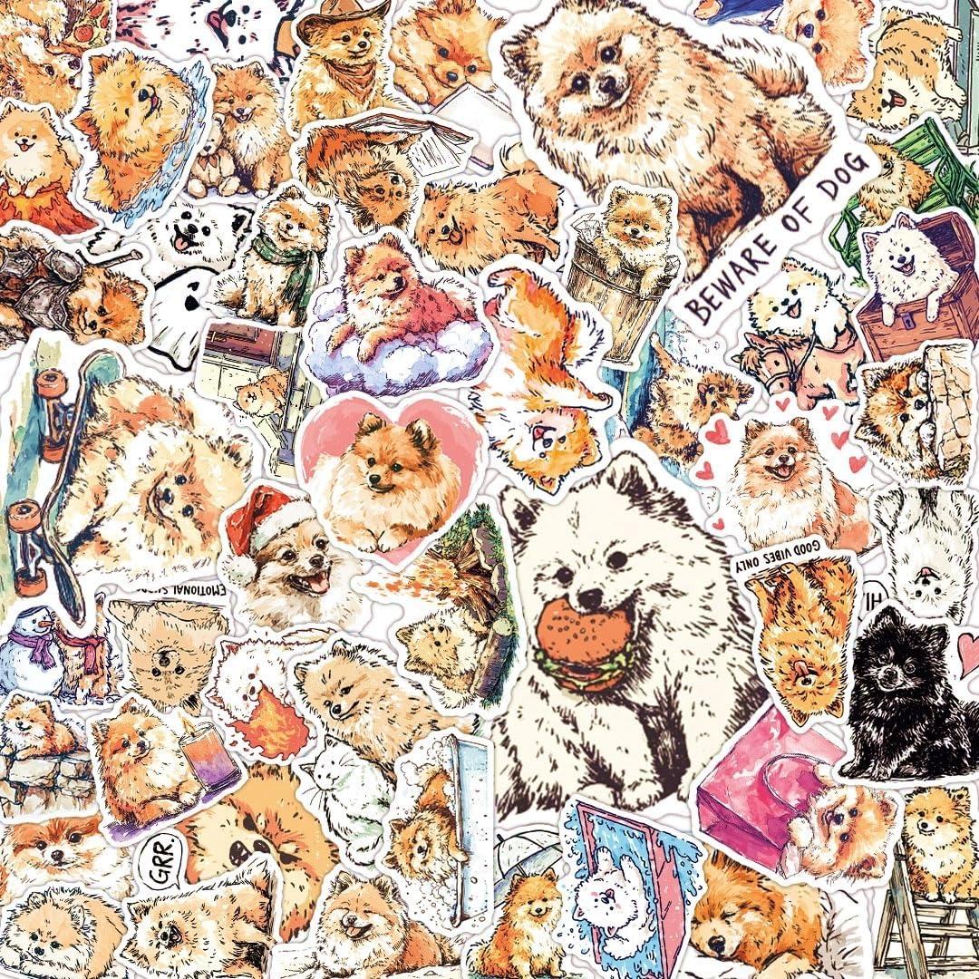 100 pcs Pomeranian Dog Stickers