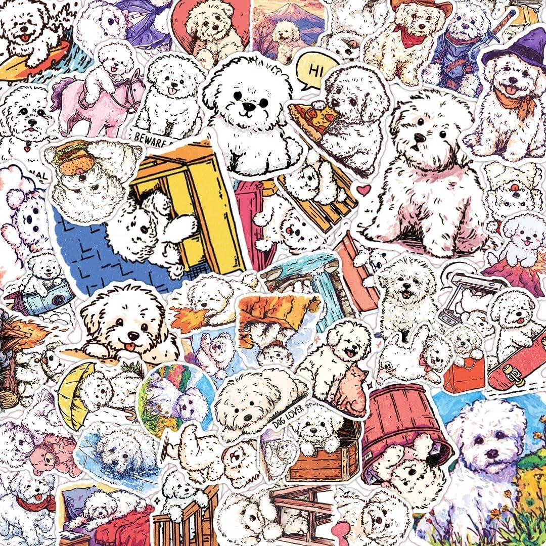 100 PCS Bichon Frise Stickers Pack