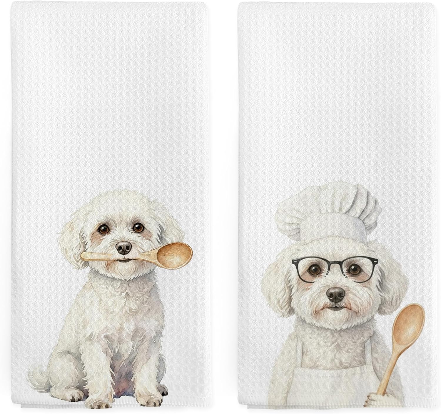 Bichon Frise Kitchen Towels Set of 2