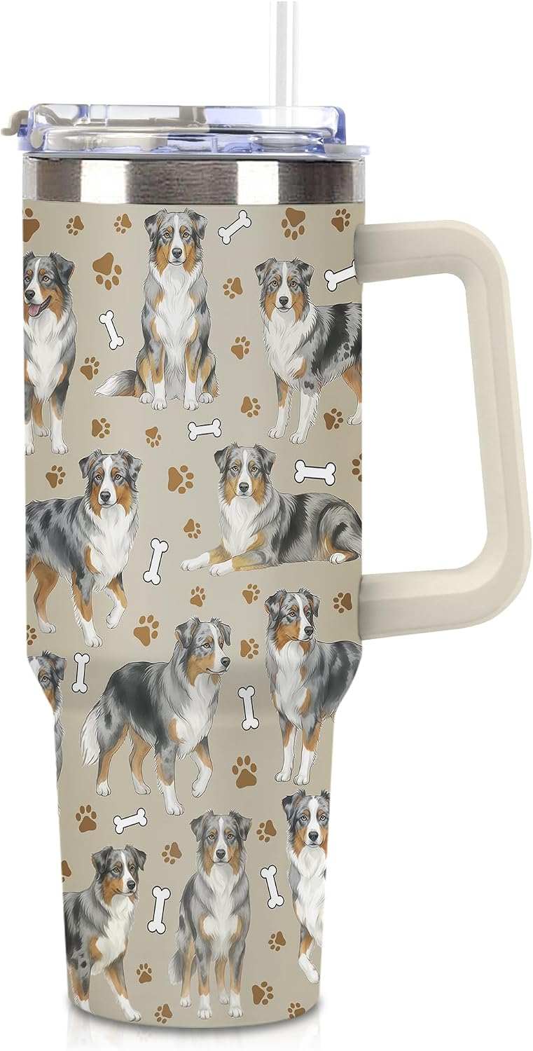 Australian Shepherd Dog 40oz Tumbler Travel Cup Mug