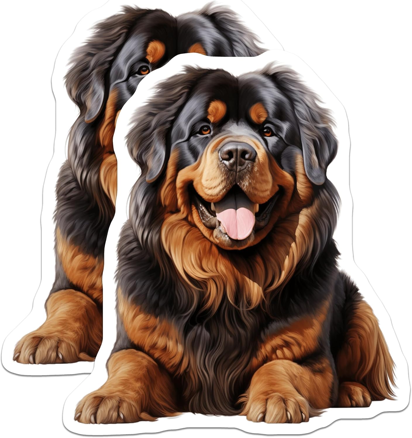 Tibetan Mastiff Dog Vinyl Decals (set of 2)