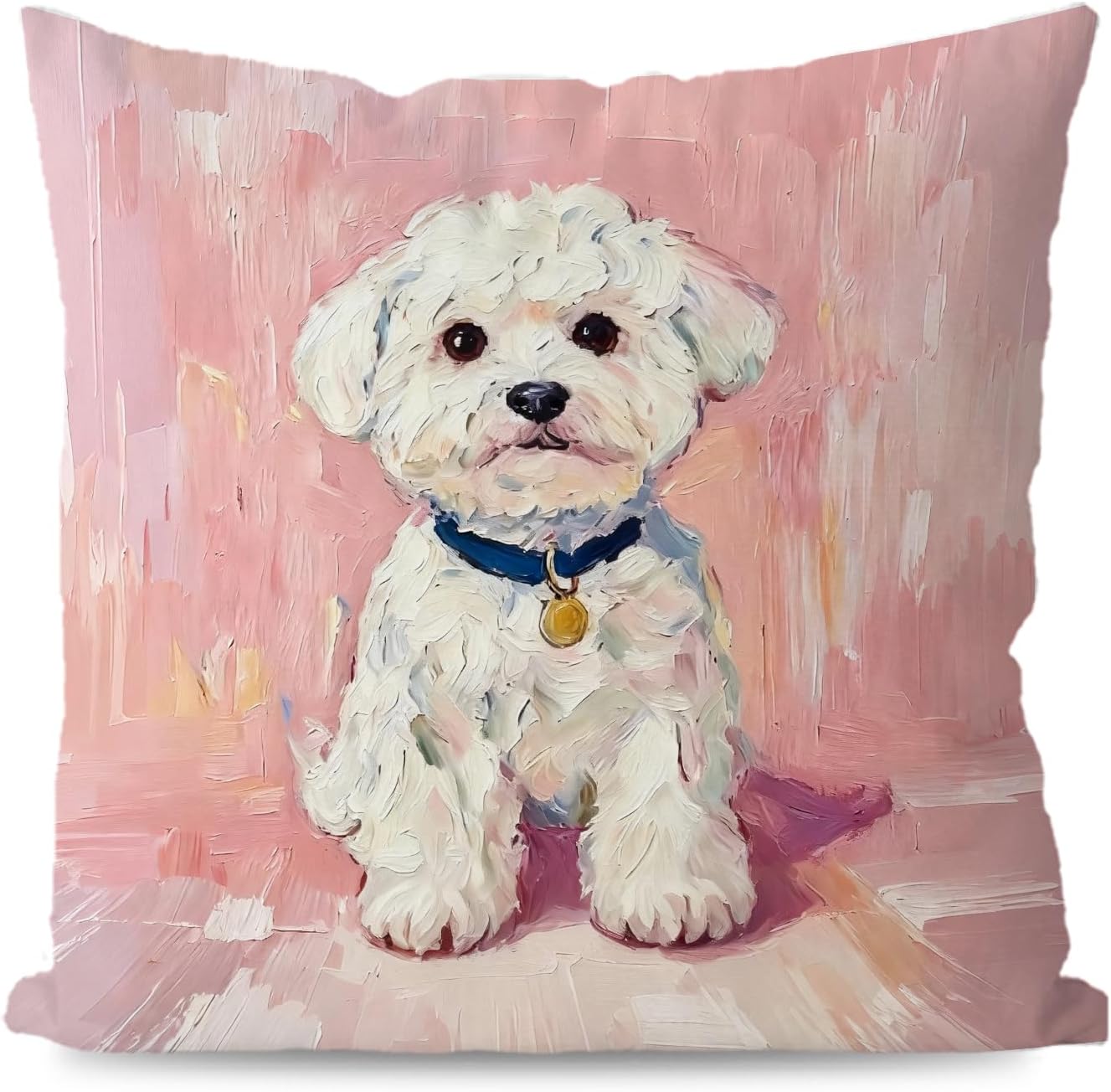 Bichon Frise Dog Decorative Throw Pillow Cover 18x18