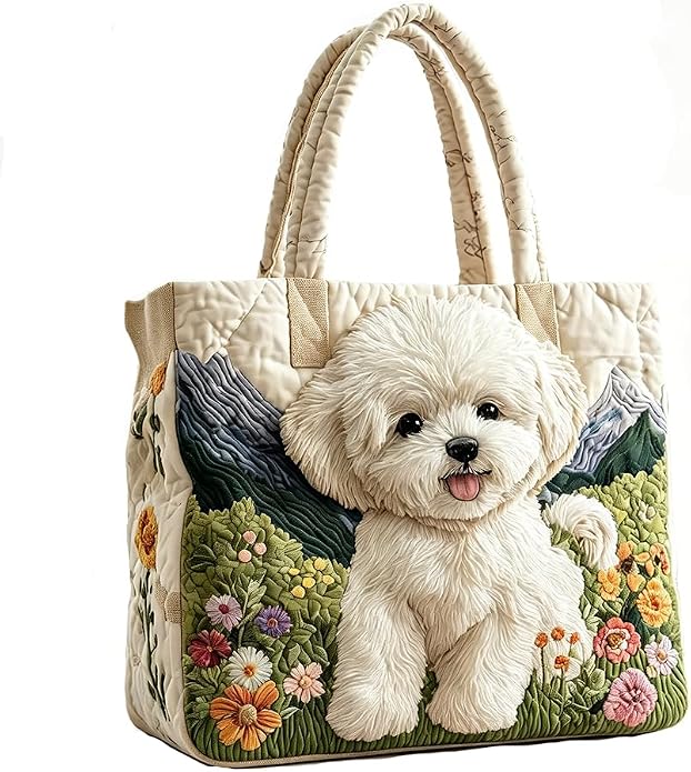 Bichon Frise Dog Quilted Tote Bag