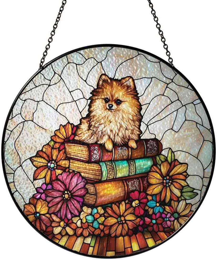 Pomeranian Stained Glass Suncatcher