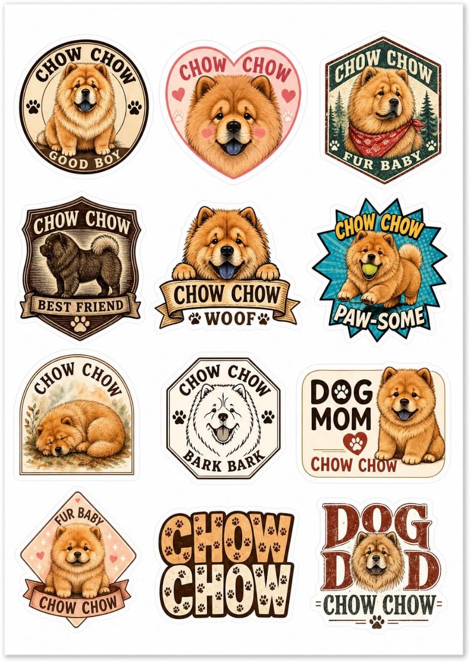 Chow Chow Dog Stickers