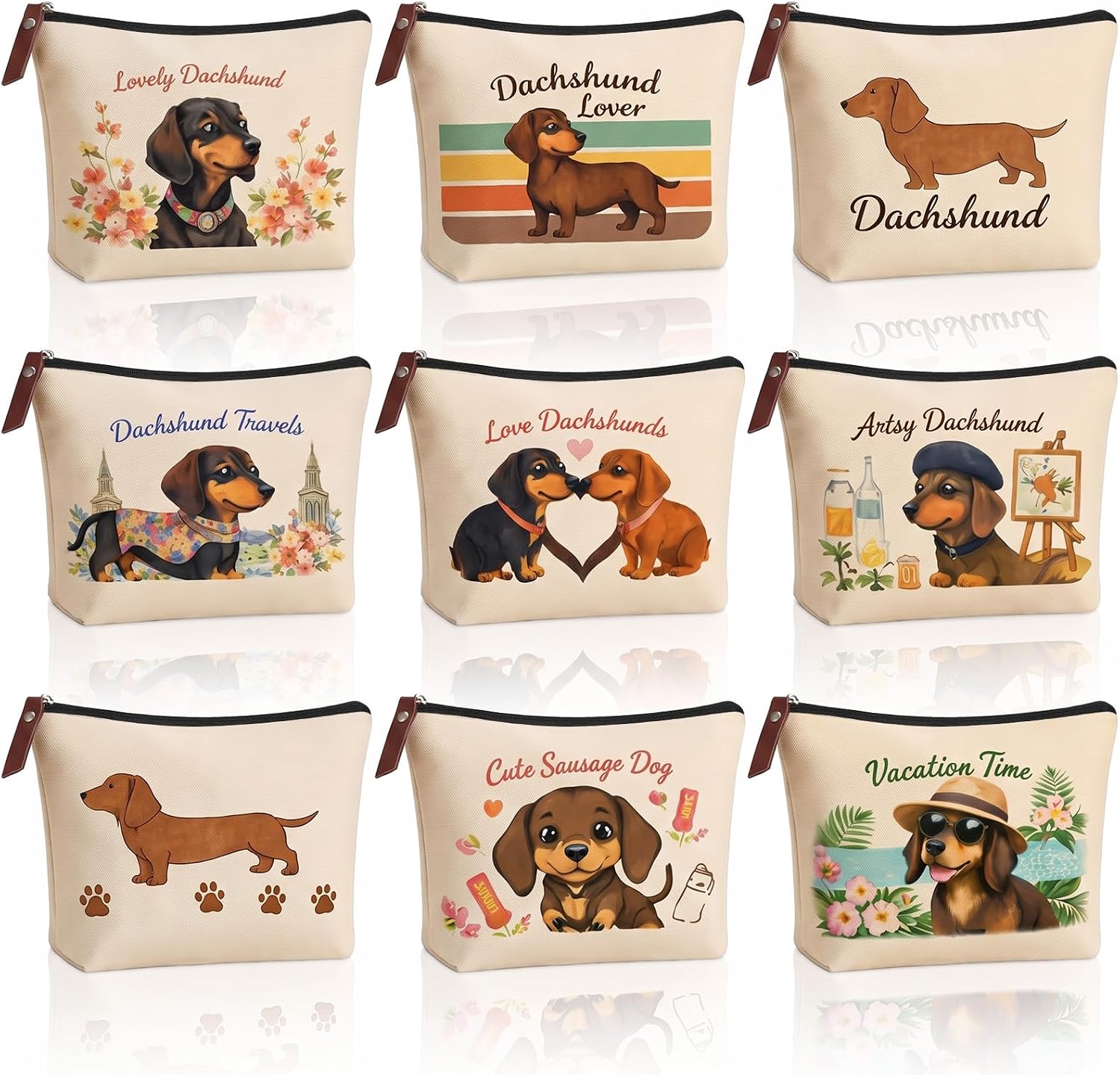 9 Dachshund Dog Makeup Bags