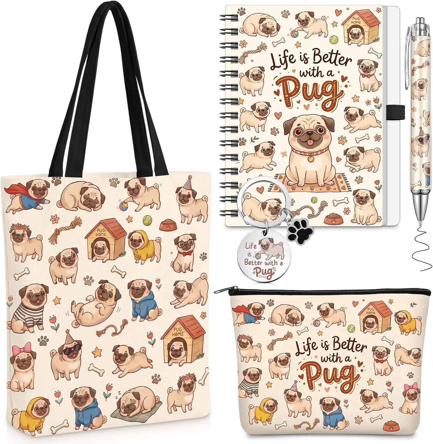 5 Pcs Pug Dog Gift Sets