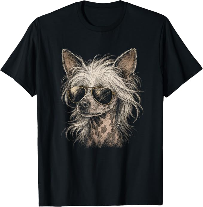 Chinese Crested Dog with Cool Sunglasses T-Shirt